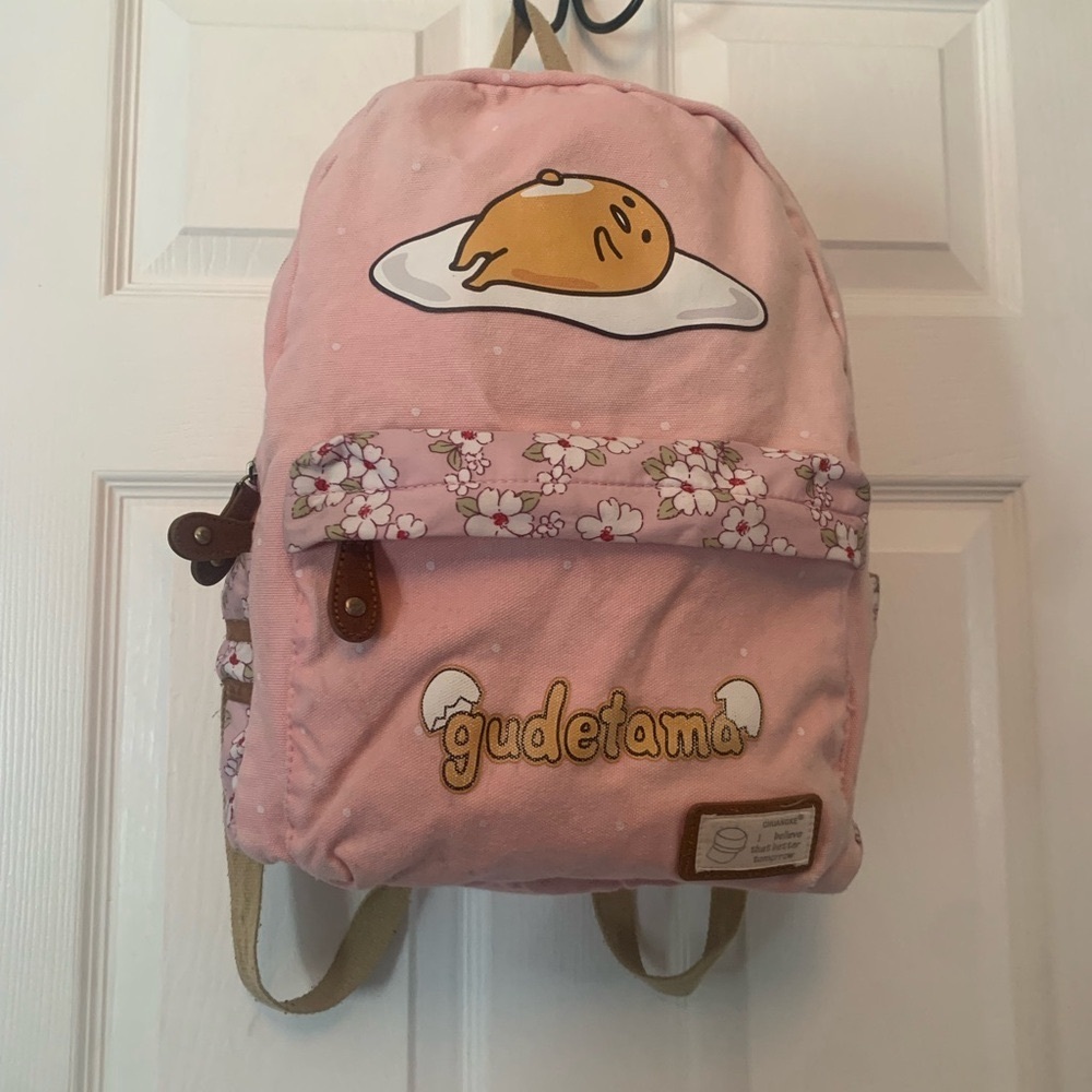Sanrio Pink Gudetama Backpack with Floral Design